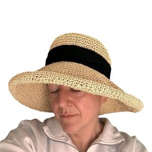 The Scala Collection Women's One Size Rolled Brim Beach Coastal Sun Hat Ribbon